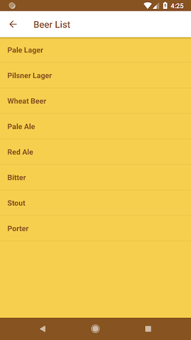 Screenshot from the Android Perfect Beer app