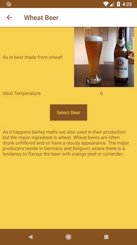 Screenshot from The Perfect Beer Android app