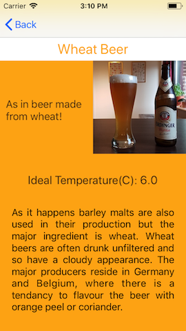 Screenshot from the iOs Perfect Beer app